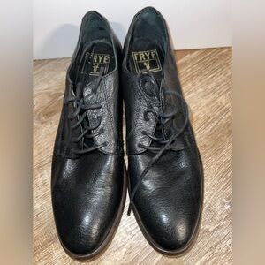 Frye Carson 74200 Women Size 8.5 B Black Lace Up Leather Derby Block Heel Shoes